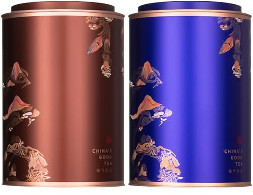 Sanfly 2pcs Chinese Metal Tea Storage Box Airtight Container Tinplate Case Tin Cans for White Tea Longjing Black Tea