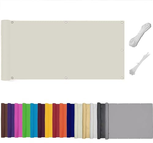 QSZTJJ Brise Vue Balcon Cache Vue Exterieur Jardin,Protection UV,Coupe-Vent Et Imperméable,pour Terrasse Jardin Balcon Patio,avec Attaches De Câble (0.5x10m,Beige)