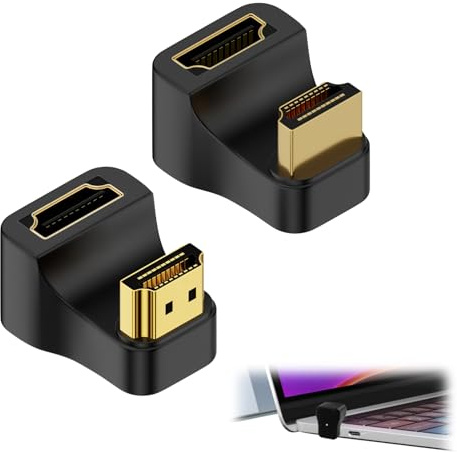 Hemlosk Maschio a Femmina U Forma Angolo HDMI 2.1 Display Adattatore 8K 180 Gradi Ultra HD Connettore Presa 3D 8K@60Hz UHD2.1, per HDTV Laptop Monitor Proiettore, 2 Pcs (1 Positivo+1 Inverso)