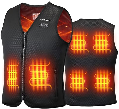 KEMIMOTO Gilet Chauffant Femme, Élégant Gilet Thermique 10000 mAh, 6 Zones de Chaleur et 3 Niveaux de Chauffage, Veste Chauffante Femmes Électrique pour Ski Pêche et Activités de Plein Air