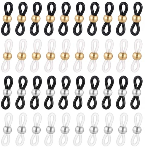 Ymapinc 40 cadenas de gafas para mujer, conector, extremos de cadena de gafas alrededor del cuello, anillos de repuesto antideslizantes para correa de lectura, elegante bricolaje, goma