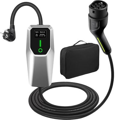 Chargeur AWESAFE EV Type 2 Câble de Charge 8M 6/8/10/13/16A Unités de Charge de Voiture électrique réglables avec écran numérique IP65 étanche (IEC 62196-2 Type 2 Femelle)
