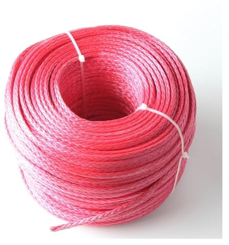 Cuerda sintética for cabrestante de Coche de 3 mm x 200 m, 2000 LB, Resistente, for Remolque Todoterreno, ATV, UTV Ligero y con Mayor Resistencia a la abrasión(Pink)