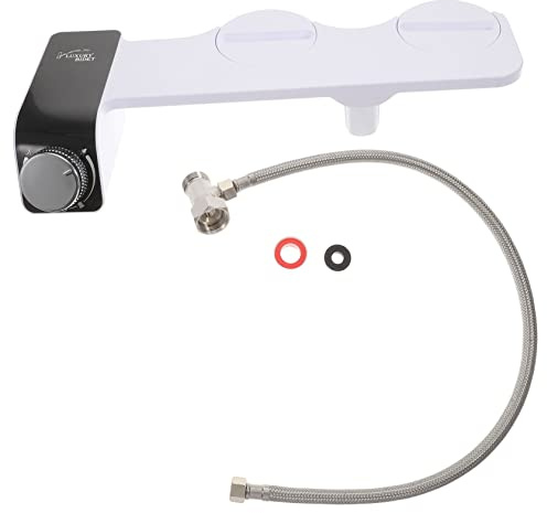 Housoutil Bidet Toilet Attachment Ultra Mince avec Double Lanceur Autonettoyant Accessoire Non Électrique Compatible pour Siège Wc et Familiale