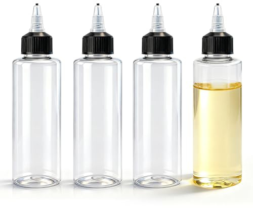 Bekecidi Bottiglie da spremere per salse, olio liquido, condimenti, 120 ml, dispenser di condimenti in plastica a prova di perdite e senza BPA, per picnic, cucina, per ketchup, sciroppo e aceto (4