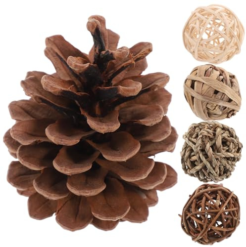 TOYZFRIENDY 5 Stück-Pack Kaninchen Backenzahn Spielzeug aus Ungiftigem Material 7cm Gras Kaubälle für Hamster Meerschweinchen Kleintiere Zahnpflege Haustierspielzeug