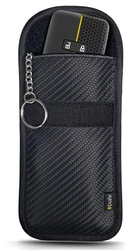 EXOSFER Custodia Anti RFID per Chiave Auto Keyless con Portachiavi, Design Carbonio | Gabbia di Faraday Antifurto | Blocco Segnale per Carta, Telecomando e Badge di Telepedaggio | Anti Relay Attack
