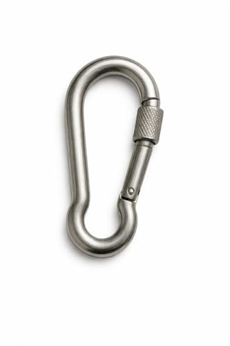 Karabiner mit Sicherungsmutter 4-10 mm Edelstahl V4A (AISI316) Schraubkarabiner, seewasserfest, für Seile, Ketten, Outdoor, Marine, Korrosionsbeständig, besonders langlebig.