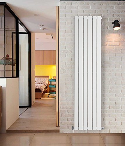 NRG 1600 x 408mm Bathroom Vertical Radiator Gloss White Double Flat Panel Tall Upright Central Heating Rad