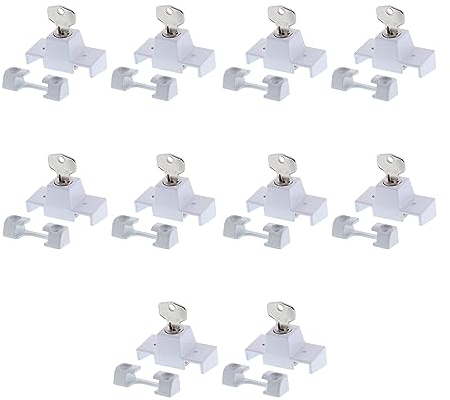 10 X SIEGENIA 880906 Sicherheitsfenster Schlösser / Riegelschlüssel!!! 10 Stück Top Qualität Sicherheitsschlösser zum Schutz der Kinder zum Öffnen des Fensters!!! Mit 4 Schrauben!!!