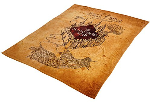 Elbenwald Harry Potter - XXL Flauschdecken 180 x 220 cm Die Karte des Rumtreibers & Hogwarts Wappen Motive extra weich Mehrfarbig (Karte des Rumtreibers)