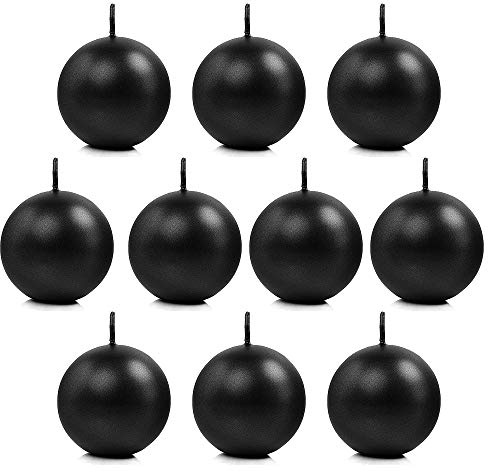 DekoHaus Kugelkerzen Metallisch Schwarz 6 cm – 10 Stück Kerzen rund, Brenndauer ca. 8 Std, Dekokerzen für Hochzeit, Party, Geburtstag, Weihnachten, Dinner