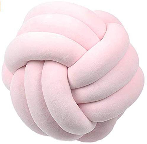 Nicole Knupfer Knot Kopfkissen Knotenkissen Plüsch Kissen Weiche Geknotetes Kissen Knoten Ball Kissen Dekor Bett Zimmer (Hellrosa,35cm Durchmesser)