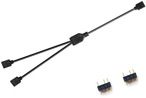 NMD&LR Computer Motherboard Extension Cable, RGB Interface Extension Cable, 12V RGB 4-PIN / 5V ARGB 3-PIN 1-4/1-5 Connector Hub (5V-3PIN-1TO2)