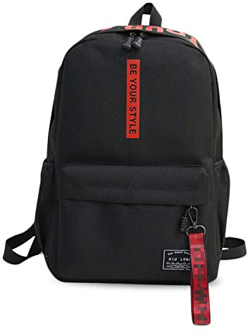 FANDARE Rucksäcke Schulrucksack Jungs Mädchen Schulranzen Teenager Schultasche für Herren Damen Schule Ranzen Reise Camping Casual Daypacks Polyester Schwarz Rot