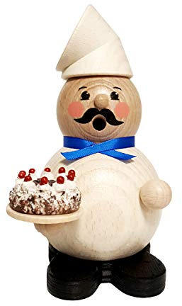 Hess Holzspielzeug 40010 - Kugelräuchermann aus Holz, Konditor, ca. 12 cm, Dekoration für die Advents- und Weihnachtszeit aus dem Erzgebirge