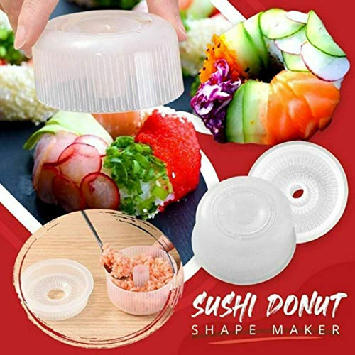 Sushi Donut Shape Maker Maison DIY Enfants Riz Bento Sushi Maker Riz Moule à Riz, Forme Donut Sushi Onigiri Moule pour Cuisine DIY Cuisine, Point Rayé Pas Collant Cuisine Outils De Pique-Nique (2 PCS)