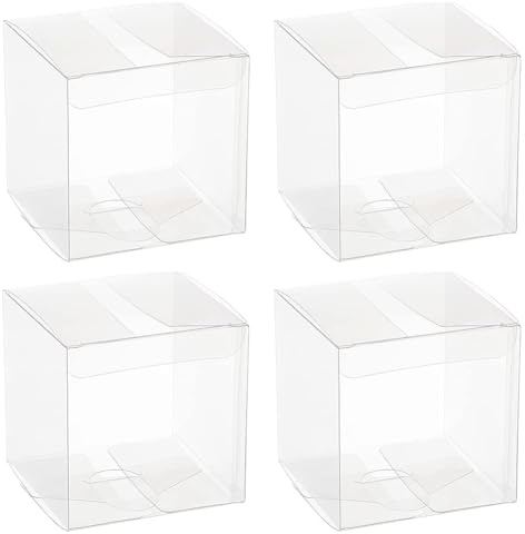 BENECREAT 20PCS Klare Party Favor Boxen 8x8x8cm Quadratische PET Geschenkboxen Mit Schutzfolie für Schmuck Speicher Display, Hochzeit, Valentinstag