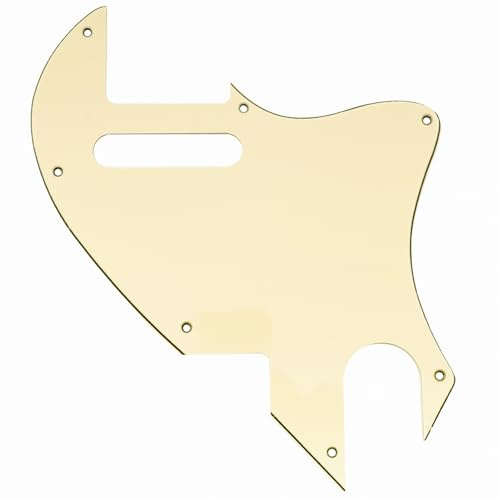 Musiclily Pro 7 Löcher Gitarren Schlagbrett Pickguard für Fender F-Hole Hybrid Tele Style E-Gitarre, 3-lagig Cream