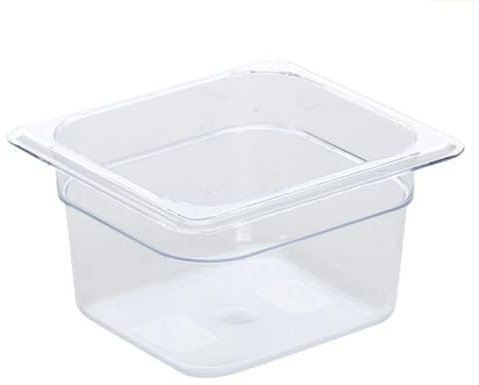 Euroshoppingonline Vasca contenitore vaschetta per alimenti in policarbonato trasparente espositore da banco box gastronomia bancone pizzeria ristoranti (1/2 26,5x32,5x6,5 cm)