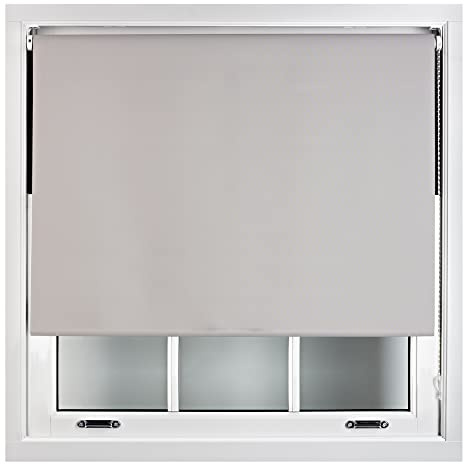 FURNISHED Grey Blackout Roller Blinds 100% Black Out Thermal Window Blind, Gray, 200W x 165H cm