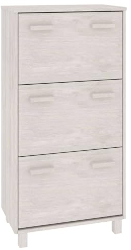 vidaXL Schuhschrank Schuhregal Kipper Schuhkipper Schuhablage Schuhkommode Schuhständer Schuhaufbewahrung Weiß 59,5x35x117cm Massivholz Kiefer