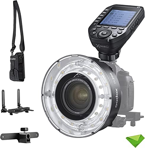 Godox R200 Makro-Ringblitzkopf für AD200 AD200 Pro mit Godox XproII L-Auslöser für Leica 5800 ± 200 K 200 Ws mit Einstelllampe Makro-Blitzgerät für DSLR-Kameras für Porträt-, Makroaufnahmen usw