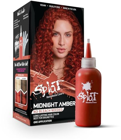 Splat Midnight Amber Semi Permanent Hair Dye Kit, 1 Application, Includes Deep Reconstructor Conditioner, Lasts 30 Washes, No Bleach Required, Vegan & Cruelty Free Hair Color