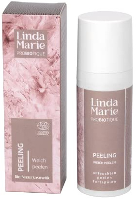 Linda Marie PROBIOTIQUE Peeling – Sanftes Gesichtspeeling mit Jojobaöl, Zunderschwamm & Melissenöl – Exfolierende Naturkosmetik für strahlende Haut – Vegan & ECOCERT zertifiziert