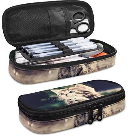 Binienty Niedliche Katze Federmäppchen, Büro, Uni, Schule, große Aufbewahrung, hohe Kapazität, Tasche, Halter, Box, Organizer für Kinder, Mädchen, Damen