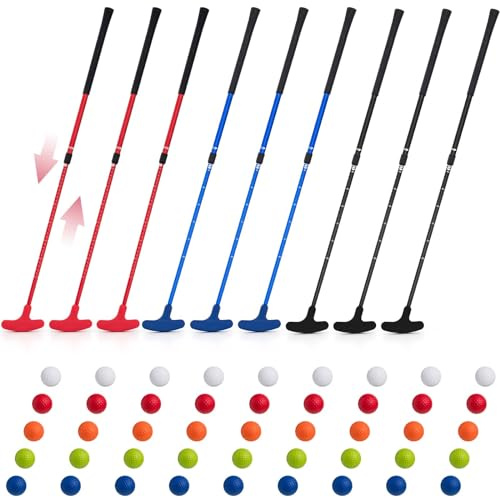 Lenwen 9 Pcs Golf Putter for Men Women Adjustable Length Two Way Putter Right or Left Handed Golfers Mini Golf Club with Practice Balls for Adults
