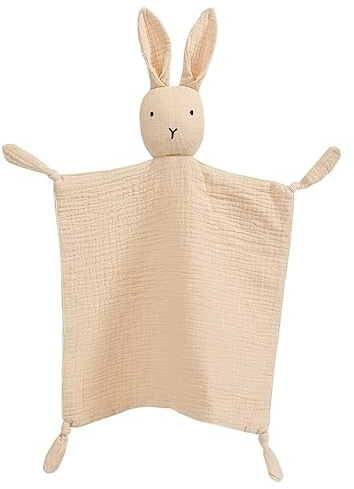 Personalised Name Baby Security Blanket Muslin Lovey Blanket,100% Soft Organic Cotton Bunny for Baby Newborn Toddler Boy Girl Unisex Gift (Coffee,28 * 28cm)