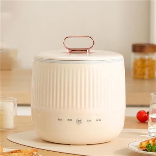 CALDVEG Mini Cuociriso da 1,8 Litri, Cuociriso Elettrico con Rivestimento Antiaderente, 4 Funzioni Multicooker for Cuocere Riso, Carne, Noodles O Zuppe, 220-240 V UK/EU (Color : Wei�)