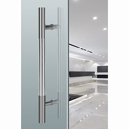 Tirador de puerta de acero inoxidable cepillado, manijas resistentes para puertas de vidrio/madera, herrajes de manija de doble empuje con arandelas (color: esmerilado, tamaño: 180 cm / 70,9 pulgadas