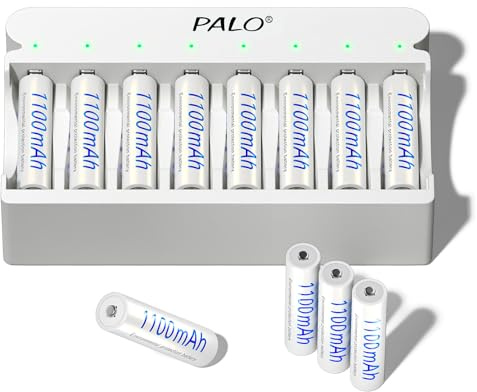 Mspalocell AAA laddningsbara batterier med laddare, 8 platser 5V/2A USB portabel snabbladdning för 1,2V Ni-MH batterier, oberoende laddning, 8 laddningsbara AAA batterier med laddare