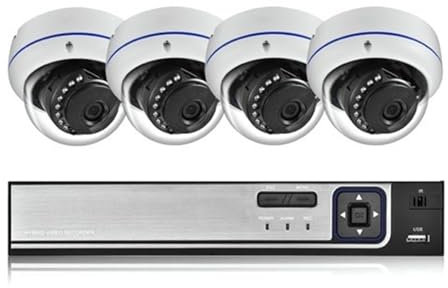 Sistema di telecamere di sicurezza per esterni, Telecamera di sorveglianza intellinte POE Telecamera IP di sicurezza NVR Kit di videosorveglianza CCTV H.265 + 48V 4POE Rilevamento movimento Risoluzion