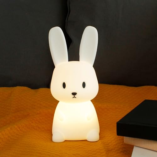 Winkee Nachtlicht Kinder Hase LED dimmbar aus Silikon | Wiederaufladbar, BPA-frei und berührungssensitiv, sanftes Kinderlicht für Babyzimmer, Schlafzimmer und Stillzeit