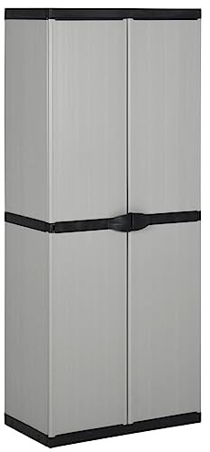 CKioict Materialschrank Büromöbel Mehrzweckschrank Garten-Lagerschrank mit 3 Böden Grau & Schwarz 68x40x168 cmfür Arbeitszimmer, Wohnzimmer