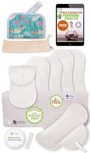 Erstklassig Stoffbinden waschbar mit rutschfester Druck aus bio Baumwolle für leichte Blutung (Größe S+M, 6er-Pack); kleine hochtemperatur-waschbare Binden für Damen & Mädchen für bequeme Periodentage