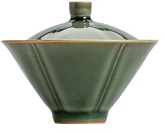 OUSIKA Tazas de té de Porcelana for té, sopera Verde sólida con Tapa, Juego de té de Viaje, tazones pequeños Tazas