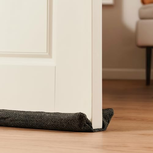 Praknu Zugluftstopper für Türen 70-100cm Waschbarer Stoff - Energiesparend - Stoff, Nicht für Teppiche geeignet - Inkl. Aufbewahrungstasche - Grau