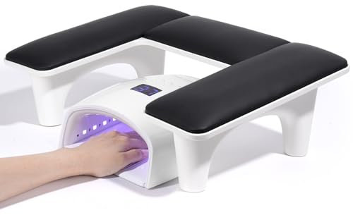Yokilly Handauflage Nagelstudio für Nageltisch: U-förmige Nägel Armauflage für Nageldesign - PU Leder Nagel Wrist Rest mit Halterung für Salon Nageltechniker Maniküre (Schwarz)