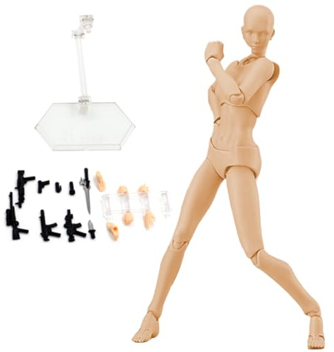 Actionfiguren, Künstler Zeichnen Malermodell Zeichnung Modelle Abbildung Schaufensterpuppe Gesten poable Figur mit Standunterstützung und Accessoires für Künstler, die skizzieren, weiblich