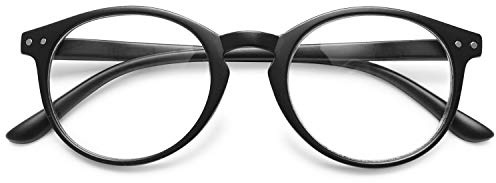 KOOSUFA Mode Anti Blaulicht Lesebrille Runde Federscharnier Damen Herren | Blaulichtschutz, Komfort, Modern Retro-Optik, Vollrand, PC-Rahmen, Harzlinsen, Mehrere Farboptionen, 0.0 bis 4.0x