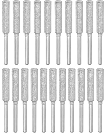 PATIKIL 21 Pcs Diamond Chainsaw Sharpener 3/16 Inch High Hardness Sharpening Stone Polishing Chainsaw Sharpening Kit Grinding File Tool for Chain Saw Stone Jewelry Wood, Silver(4.8mm)
