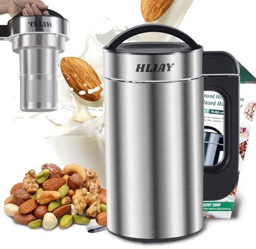 Automatic Nut Milk Maker Machine 50oz(Built-in Strainer), 6-7 Cups Per Batch, 100% Food Grade Stainless Steel 7-IN-1 Multifunctional Almond Milk Maker for Homemade Oat, Coconut, Soy&Plant Based Milks