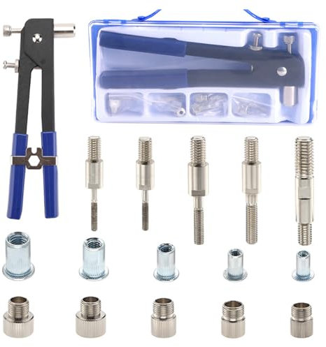 Ubxvamm Nietmuttern-Werkzeug-Set, Nietmuttern-Werkzeug-Kits, 3/4/5/6/8 Gewinde-Nietmuttern, Blindnietmutter-Kits, Nietpistolen-Kits, 86-teiliges Set