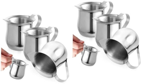 ROMISBABA 6pezzi Brocche Per Latte Acciaio Inossidabile Piccole Brocche Per Montalatte e Espresso Per Cappuccino e Caffè