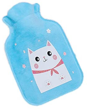 WäRmflasche Cartoon Wasser Plüsch Warme Wasserflasche Mini-Proof Tragbare Winter Hand Wärmer WäRmeflasche(Blue-Owl)