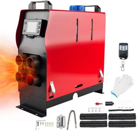 CASEGO 12V 5KW Air Diesel Heater, Parking Heater Kit with Silencer LCD Remote Control, Portable Diesel Heating Quiet for Car Trucks Boat BUKRV Campervan (Rectanger 4 Hole 8KW)